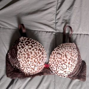 Victorias Secret NWT leopard print & lace sequin dream angels push-up bra sz 36C
